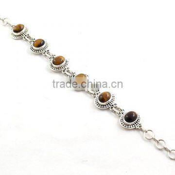 Tiger eye bracelet 925 sterling silver jewelry wholeslae semi precious gemstones Ebay jewellery