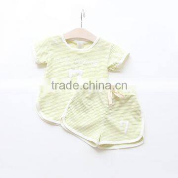 Factory Price Summer Popular Soft Cotton Number 7 Printing Stripes Clothing Sets for Children photo-4
