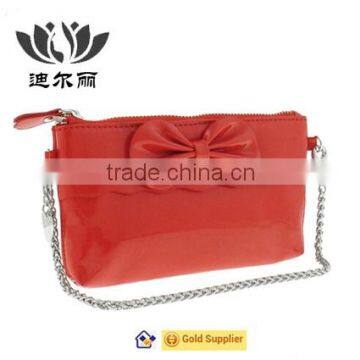 Red bow little girls shoulder bag with chain