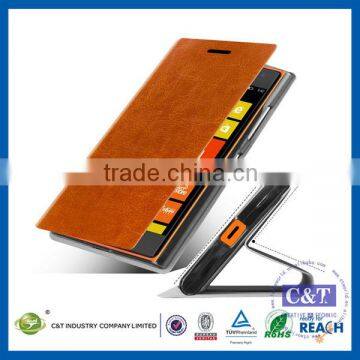 C&T Flip Pu Leather Card Holder Case Wallet Cover For Nokia Lumia 730 photo-2