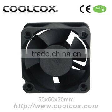 CoolCox 50x50x20mm DC Axial fan,5020 small dec brushless fan,DC 5V/12V/24V Small exhaust fan 50mm,2-Wire