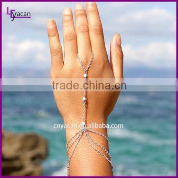 3 pieces crystal beads linked finger ring make crystal bangle