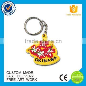 Bulk cheap custom rubber souvenir keychain manufacturer