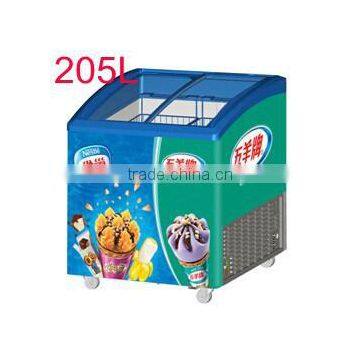 Doule Door Curved Glass Chest Freezer for Ice Cream