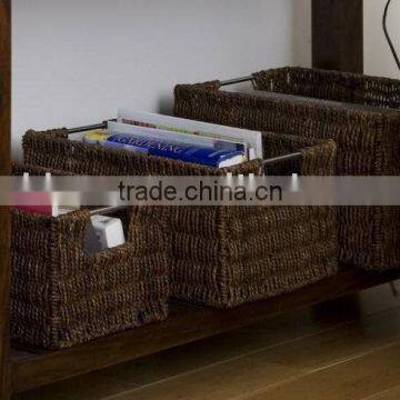 Set of Three Straw Rope Woven Home Storage Basket