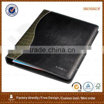 leather folder with 3 ring binder/organized file folder