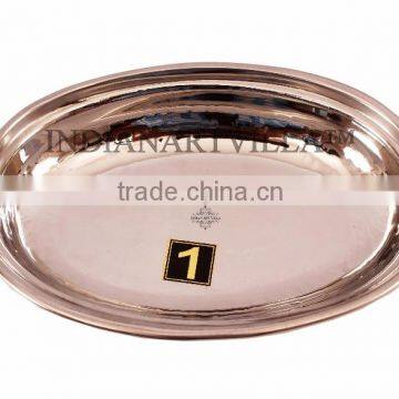 Steel Copper Dish Serving Oval Platter Restaurant Ware Hotel Kitchen Dining No.1 photo-3