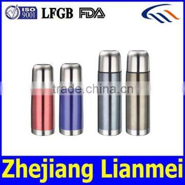 double wall stainless steel color vacuum flask in bullet type (350ml,500ml,750ml,1000ml)