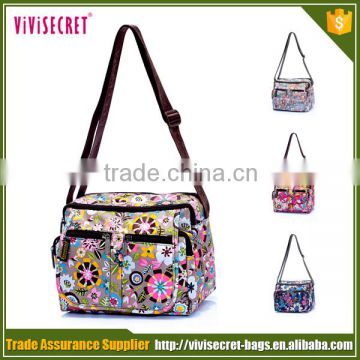 Manufacturer promotional nylon fabric flower lady shoulder messenger bag