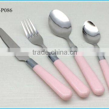 24PCS Plastic Handle Flatware Set - Knife Fork Spoon - KX-P086