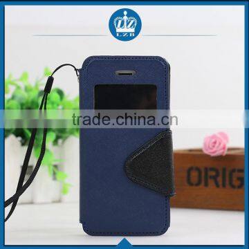 LZB Fashion contrast color series view windows PU leather case for Apple 6 4.7inch, Credit card holder for Iphone