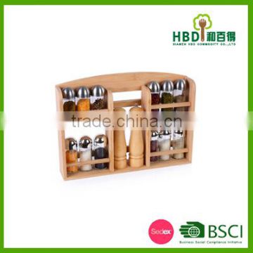 Best Selling Premium Bamboo Spice Rack Set With Glass Jars,bamboo Spice Jar Set Wholesale photo-2
