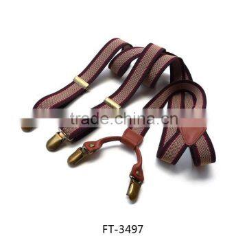 Fashion Men's Elastic SUSPENDERS Y Shape Leather & Clip Convertible