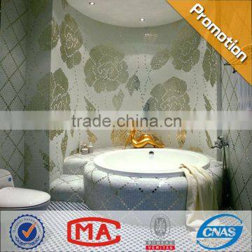 HF JY-P-W01 silver and white glass mosaic bathroom floor tiles design winter flower pattern bathroom mosaic bathroom tile design