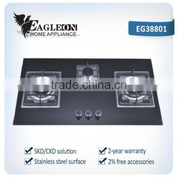 EG38801 88cm temper glass built-in gas hobs/ gas stove/ cooktop/ 3 Sabaf burners