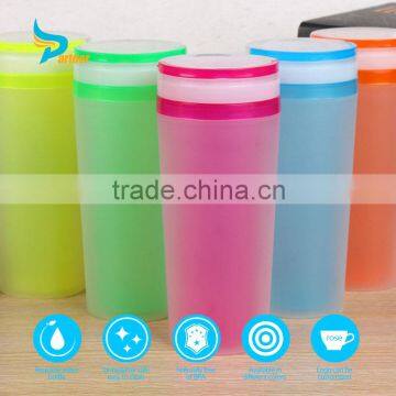 Plastic Cup With Lid Candy Color Water Bottle