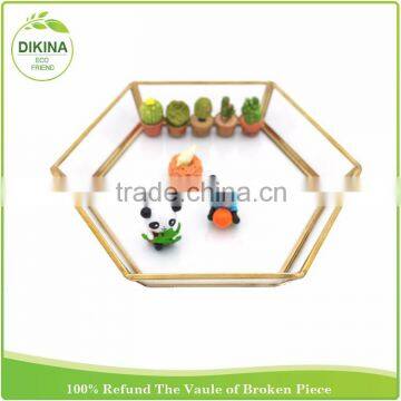 Newest Round + Square +oval + Hexagon + Heart Many Shapes for Clearly Decorative Metal Storage Serving Rectangle Mirror Trays photo-3