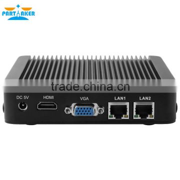 Partaker N2930 fanless mini pc 2 lan computer barebone pc