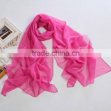 Top Quality Plain Silk Chiffon Long Shawl