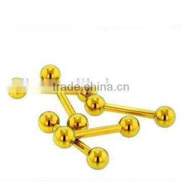 Free sample body jewelry gold plated tongue rings