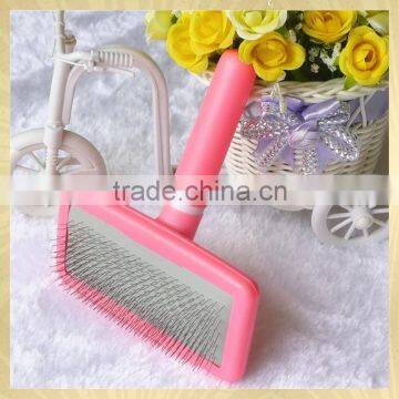 Plastic pink slicker brush for cat and dog pet