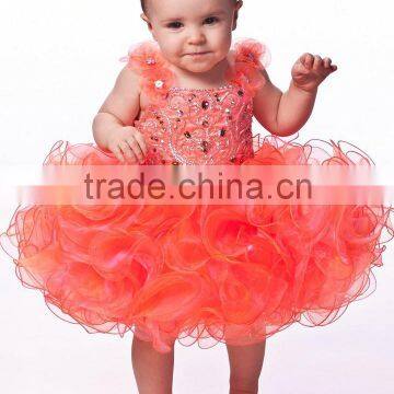 Lovely Orange A Line Puffy Mini Custom Made Vestidos Flower Girl for Wedding TF003 little girl prom dress