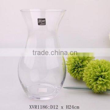 High Clear Round Blown Glass Vase