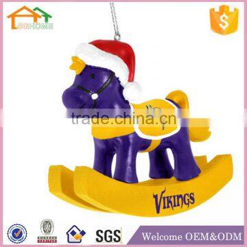 Factory Custom made best christmas decoration gift resin polyresin rocking horse ornament