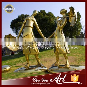 Garden Golden Stainless Steel Lady Statues