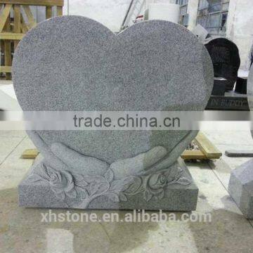 Elaborately Hand Carved Natural Granite Funeral Decorative Heart Headstone photo-3