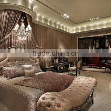 Victorian Queen Anne Crown Pink Bedroom Set, Crystal Button Tufted Queen and King Size Bed