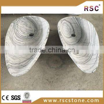 White Unique Bathroom Sinks With Black Veins photo-2