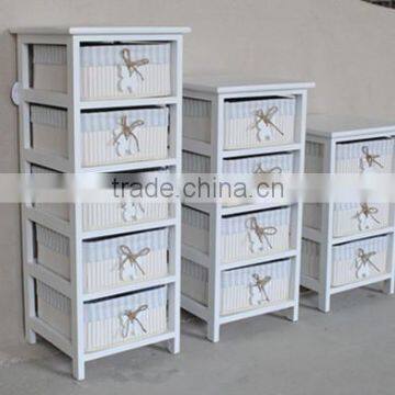 Шкаф из дерева с ящиками из ткани / Комод для гостиной photo-4