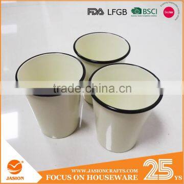 330ml Tea Coffee Milk Metal Enamel Coated Cup with Rim Steel Mug Glass