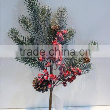 Pine Tree Red Fruit Branch Winter Festival Decorationwith Snowy Effect photo-6