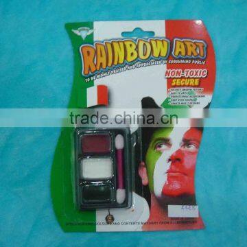 fans safe 3 colors face paint with brush, customized football safety face paint with brush