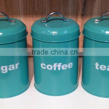 New Customized Pattern Kitchen Metal Caddy Tea Sugar Coffee Canister Jar With Bamboo Lid photo-4