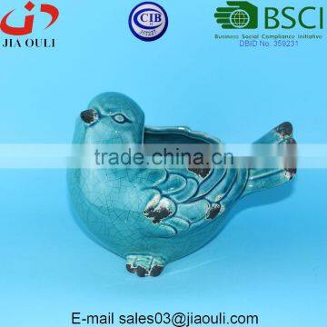 BSCI Audit Factory Antique Style Garden Decor Ceramic Bird, Garden Planter Bird photo-2