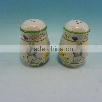 round easter bunny ceramic salt and pepper shaker