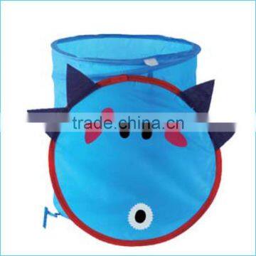 Foldable Collapsible Blue Cartoon Dirty Clothes Laundry Hamper Basket With Lid