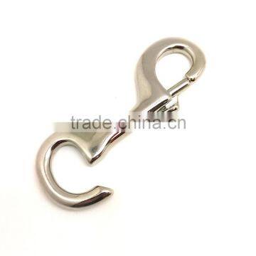 4-3/4" Solid Brass Hook in Nickel Plate, Solid Brass Swivel Eye Metal Snap Hook photo-3