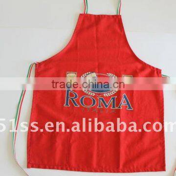promotion cotton canvas red apron for children with stripe neck