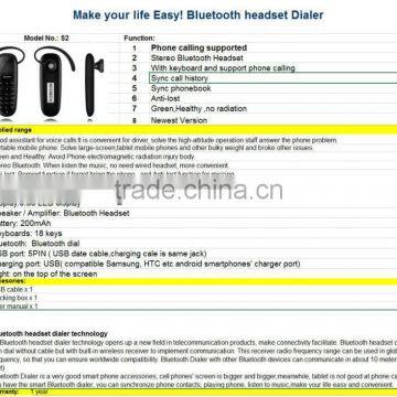 BHNS02 New Product Electronic GSM Mobile Phone Gadget Bluetooth Headset Dialer photo-3