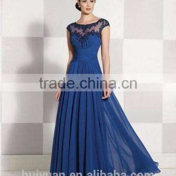 most fashion chiffon cap sleeve scoop neck full length beach dress