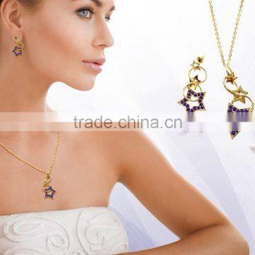 Gold Plated Pendant Set With Purple Amethyst photo-4
