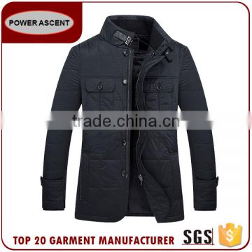 Man Stand Collar Long Padding Casual Jacket