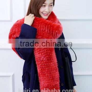 Womens Fur Scarfs Fashionable Luxury Runway Show 200cm Long Faux Fur Fox Fur Stole Collar Strip Patchwork Pashmina Scarf photo-6