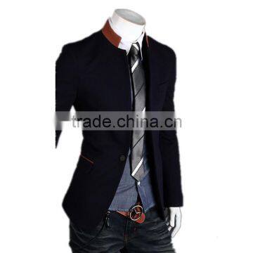 MOQ 1 pc Cotton and Polyester Mixed Stand Collar British Style Tunic Suit for Man photo-2