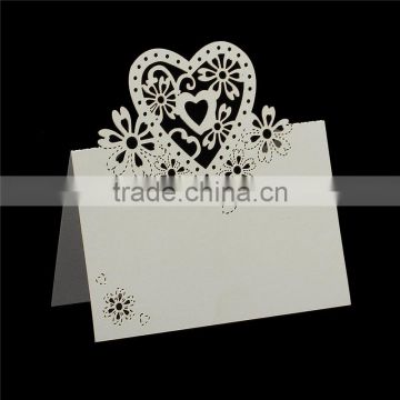 Paper Wedding Party Name Place Cards Heart Hollow Off-white