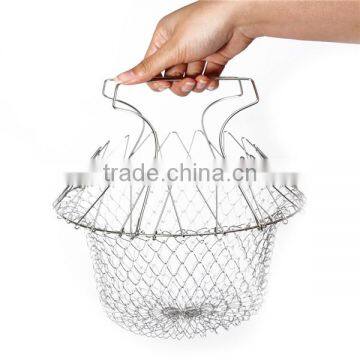 2016 New Arrival Hot Sale Foldable Steam Rinse Strain Fry Chef Basket Strainer Net Kitchen Cooking Too photo-2